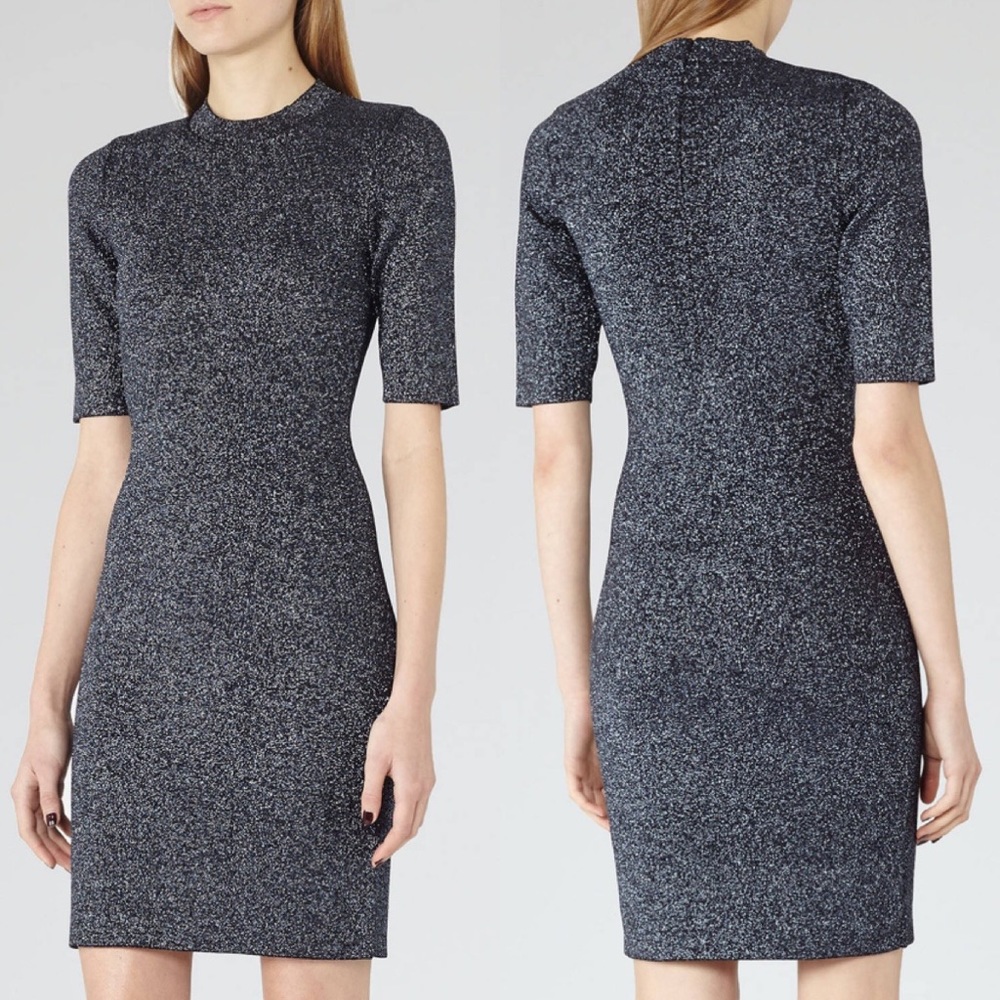 Reiss Blue Metallic Mini Dress